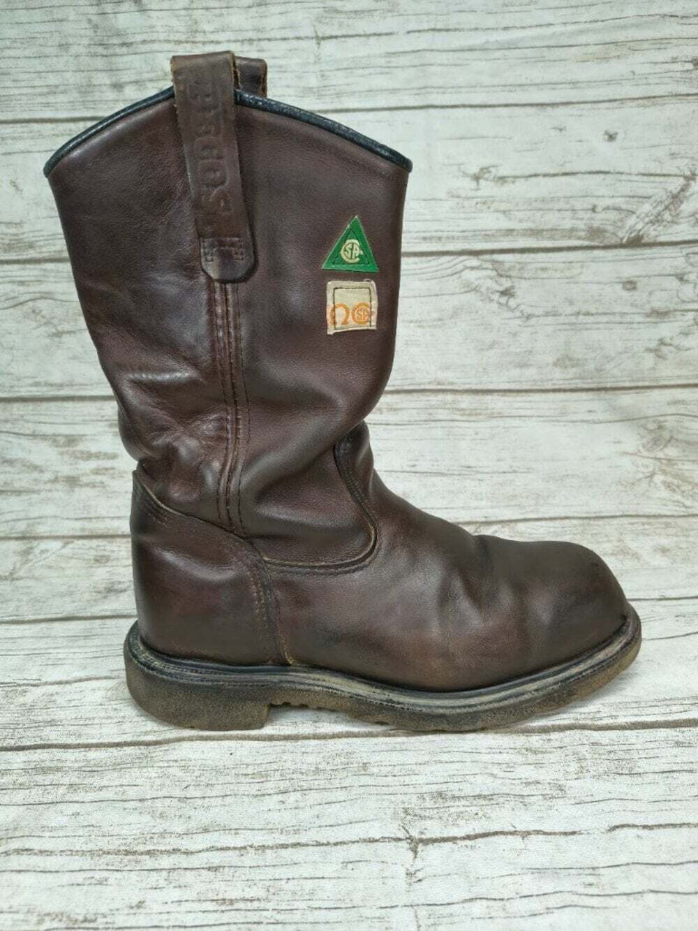 Red Wing Pecos Brown Leather Pull-On Tall Boots Cowboy Western Boots Men Size 8